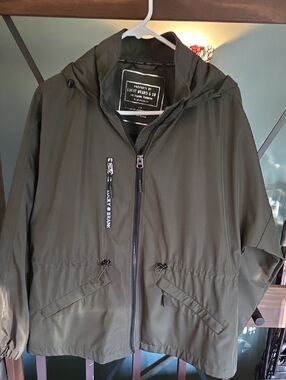 Lucky Brand Olive Green Hooded Windbreaker Jacket